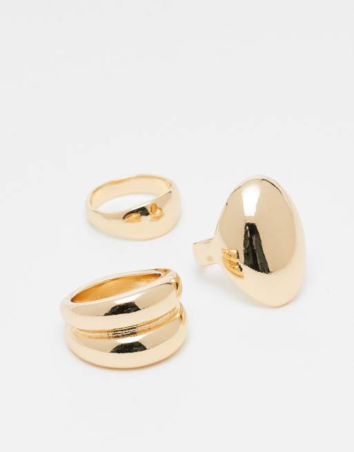 ASOS DESIGN - Set van 3 bubbelringen in goudkleur