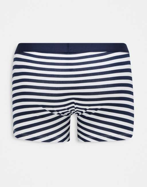 ASOS DESIGN - Set van 3 jersey boxershorts in marineblauwe strepen, 2 van 4