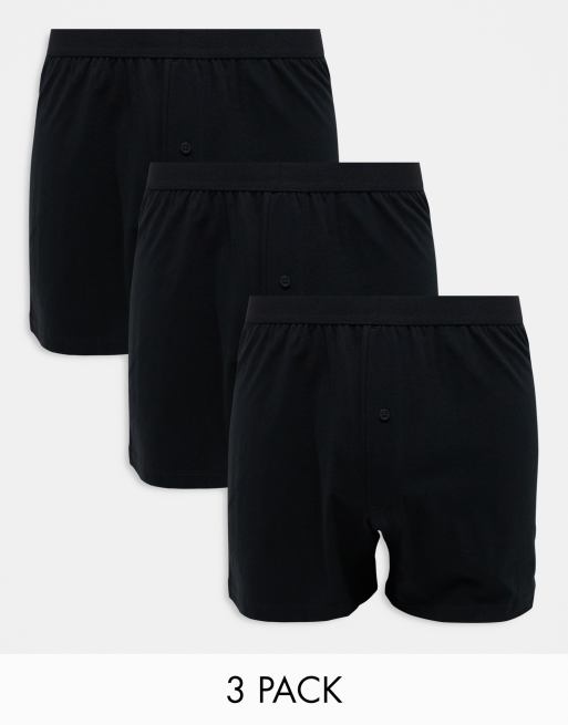 ASOS DESIGN - Set van 3 jersey boxershorts in zwart