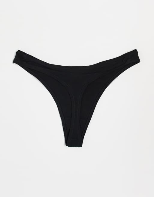 ASOS DESIGN - Set van 3 katoenen strings in zwart, 2 van 3