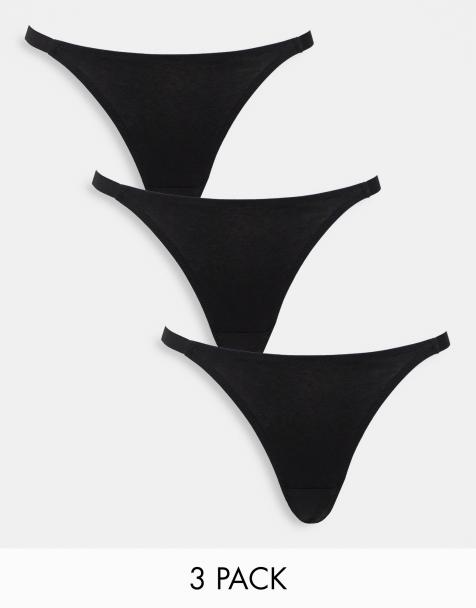 ASOS DESIGN - Set van 3 katoenen tanga-strings in zwart - view 1