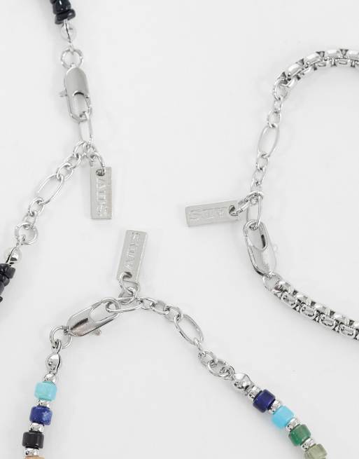 ASOS DESIGN - Set van 3 kralen- en schakelarmbanden in multi, 3 van 3