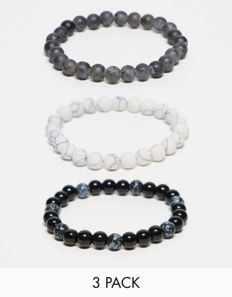 ASOS DESIGN - Set van 3 kralenarmbanden in zwart-wit - view 1