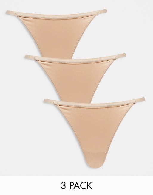 ASOS DESIGN - Set van 3 microvezel strings in beige