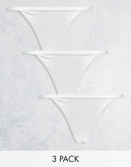 ASOS DESIGN - Set van 3 microvezel strings in wit