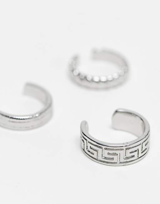 ASOS DESIGN - Set van 3 oorcuffs in zilverkleur, 3 van 4