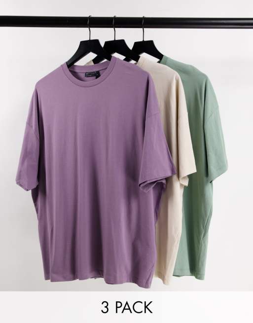 ASOS DESIGN - Set van 3 oversized t-shirts in multi - MULTI