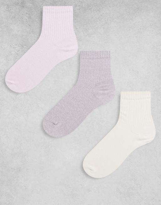 ASOS DESIGN - Set van 3 paar enkelsokken in multi gemêleerd