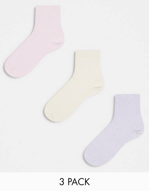 ASOS DESIGN - Set van 3 paar enkelsokken in multi gemêleerd