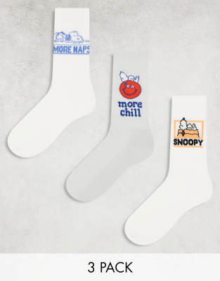 WE Fashion sokken - set van 3 blauw/wit