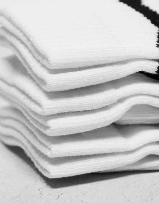 ASOS DESIGN - Set van 3 paar sokken met wiebelig streepontwerp in wit, 4 van 4
