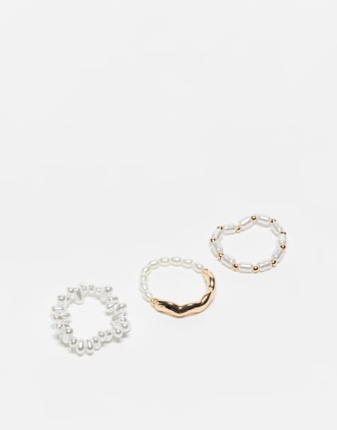 ASOS DESIGN - Set van 3 ringen met imitatieparels - view 1