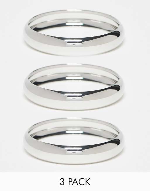 ASOS DESIGN - Set van 3 stapelarmbanden in zilverkleur