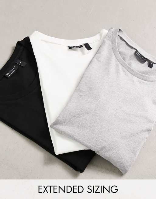 ASOS DESIGN - Set van 3 T-shirts met lange mouwen en ronde hals in multi