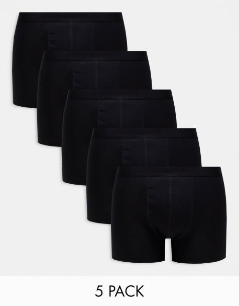 ASOS DESIGN - Set van 5 boxershorts van katoen in zwart - view 1