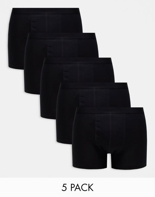 ASOS DESIGN - Set van 5 boxershorts van katoen in zwart