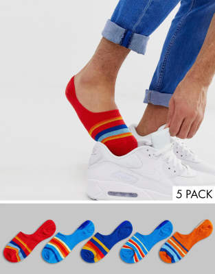 ASOS DESIGN  Randiga dolda strumpor i 5-pack spara-Flerfärgad Flerfärgad