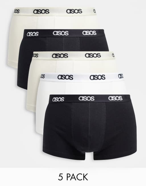ASOS DESIGN - Set van 5 korte boxershorts met tailleband in dezelfde tint