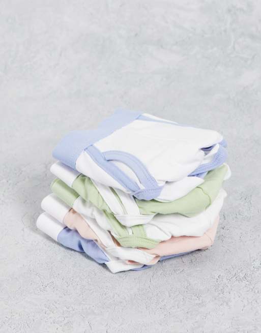 ASOS DESIGN - Set van 5 onderbroeken met contrasterende pastelkleurige taillebanden, 3 van 4