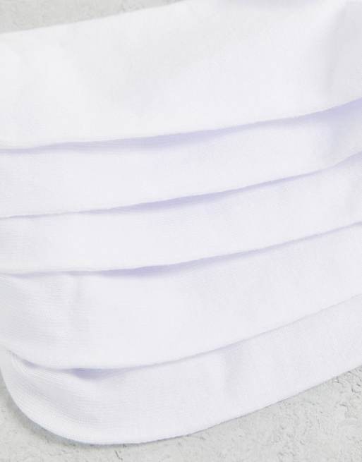 ASOS DESIGN - Set van 5 paar enkelhoge sokken in wit met pastelkleurige rand, 3 van 4