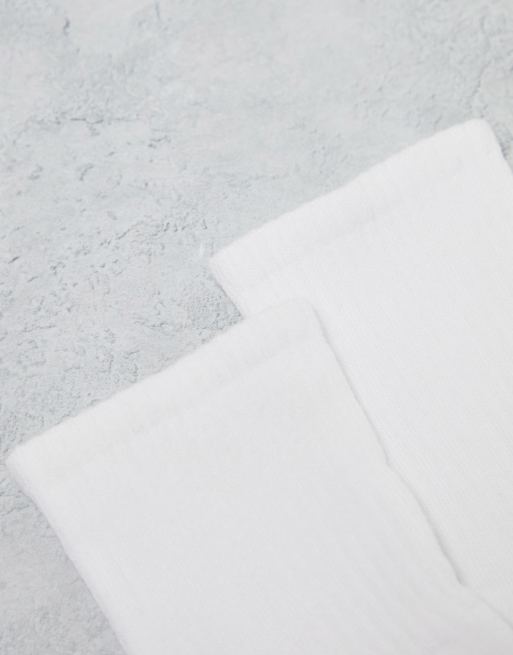 ASOS DESIGN - Set van 5 paar enkelsokken met zool van badstof in wit , 3 van 4