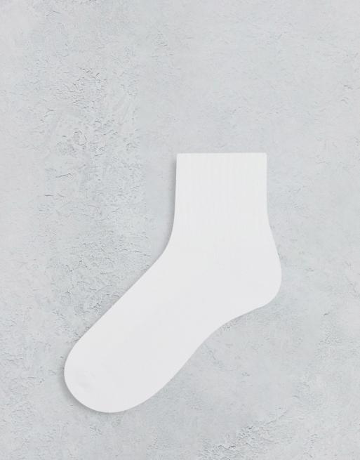 ASOS DESIGN - Set van 5 paar enkelsokken met zool van badstof in wit , 4 van 4