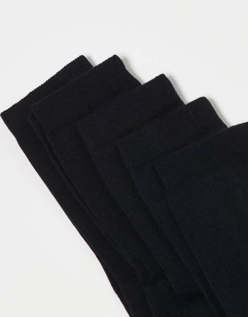 ASOS DESIGN - Set van 5 paar katoenrijke sokken in zwart, 2 van 3
