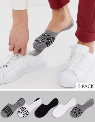 ASOS DESIGN  5-pack dolda strumpor med djurmönstrat motiv-Flerfärgad Flerfärgad