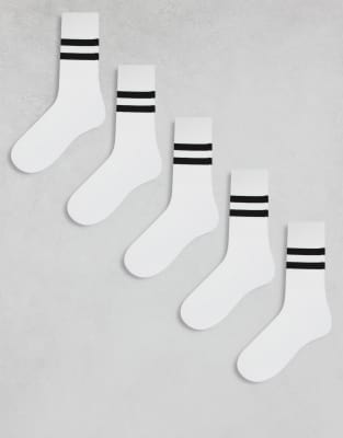 FUGLUS Dames Sportsokken 5 Paar - Gestreept Badstof Sokken Voor Gym, Yoga, Casual, EU 38-43