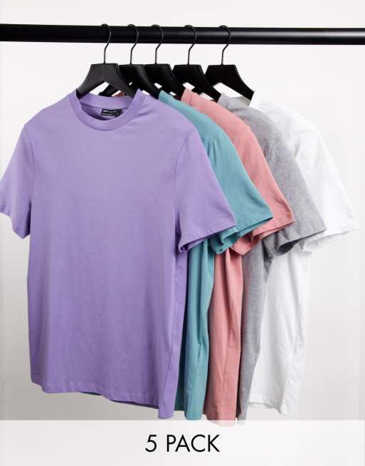ASOS DESIGN - Set van 5 T-shirts in multi