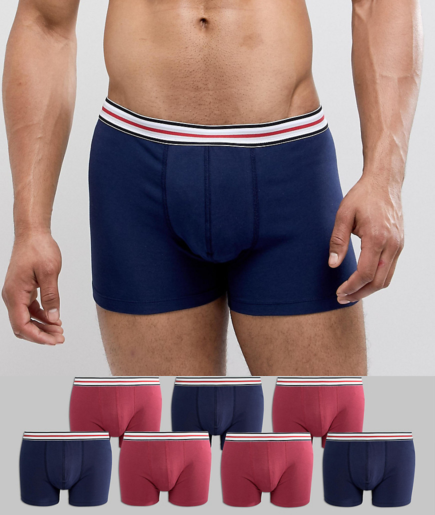 ASOS DESIGN - Set van 7 boxershorts in marineblauw en bordeauxrood, bespaar-Multi
