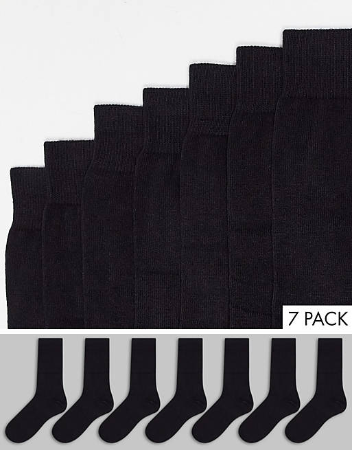 ASOS Katoen Set Van 7 Paar Sokken in het Zwart voor heren Heren Kleding voor voor Ondergoed voor Sokken 