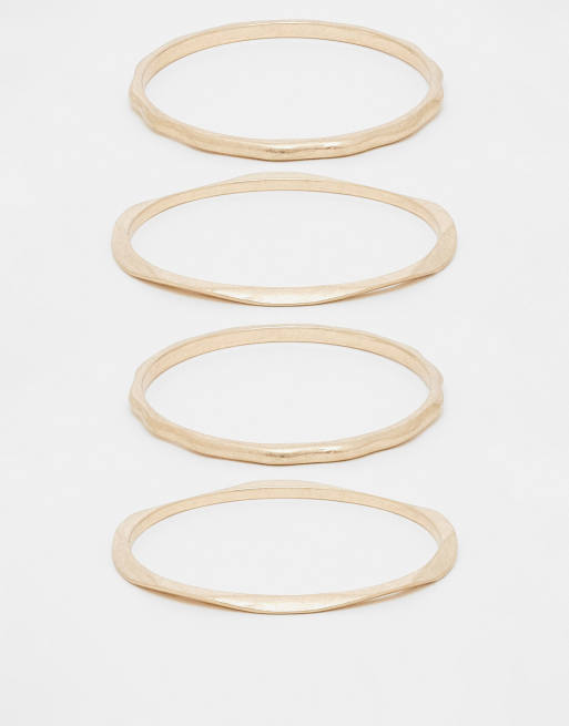 ASOS DESIGN - Set van armbanden met gesmolten ontwerp in geborsteld goud