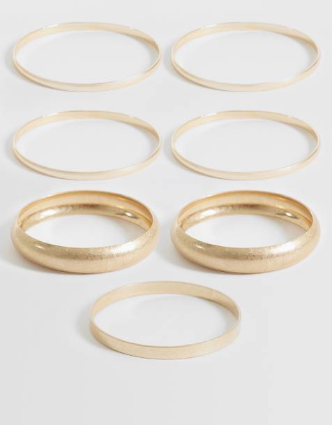 ASOS DESIGN - Set van goudkleurige en geborstelde armbanden in goudkleur - view 1