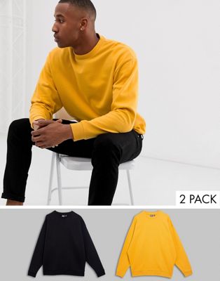 ASOS DESIGN - Set van oversized sweatshirt 2 zwart/geel-Multi