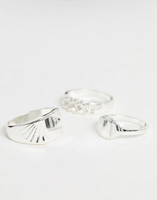 ASOS DESIGN - Set van ringen in glanzend zilver
