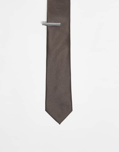 ASOS DESIGN - Set van stropdas en dasspeld in taupe - view 1