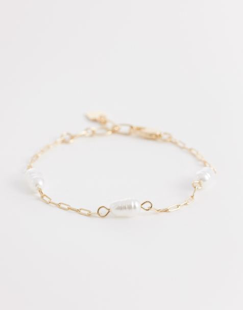 ASOS DESIGN - Set van twee armbanden met imitatieparels in goudkleur - view 1