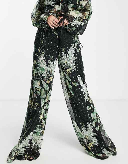 Textured printed trousers