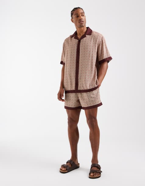 ASOS DESIGN set with geo print in orange - view 1