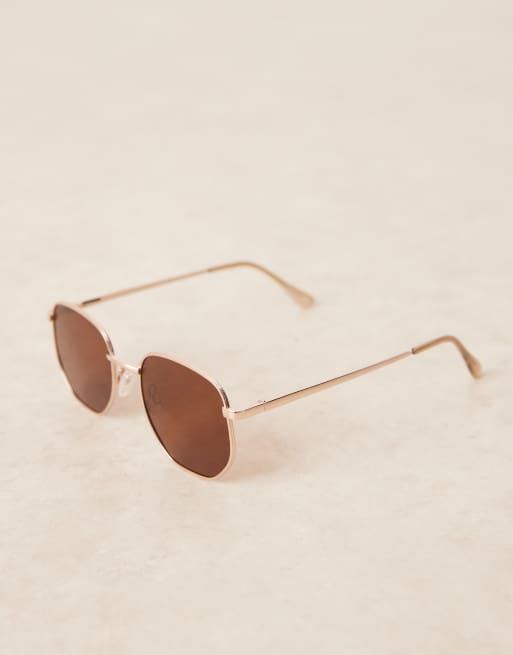 ASOS DESIGN – Sexkantiga solglasögon i metall med polariserade glas, 3 av 3