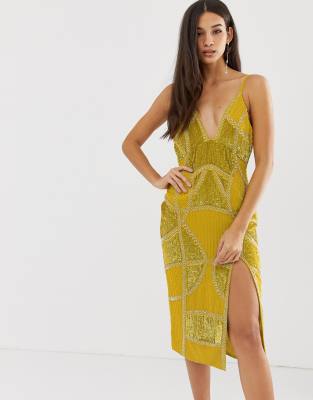 mustard yellow dress asos