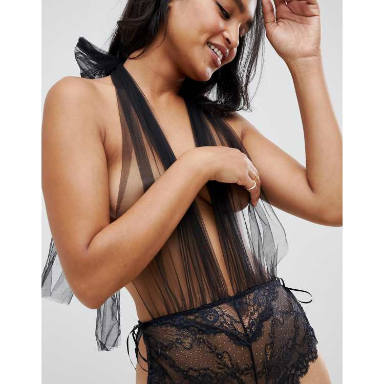 ASOS DESIGN sexy sheer tulle & lace bodysuit