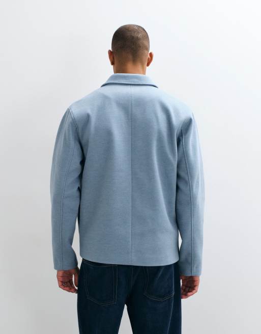 ASOS DESIGN shacket med ulllook och dubbla fickor i blått, 5 av 5