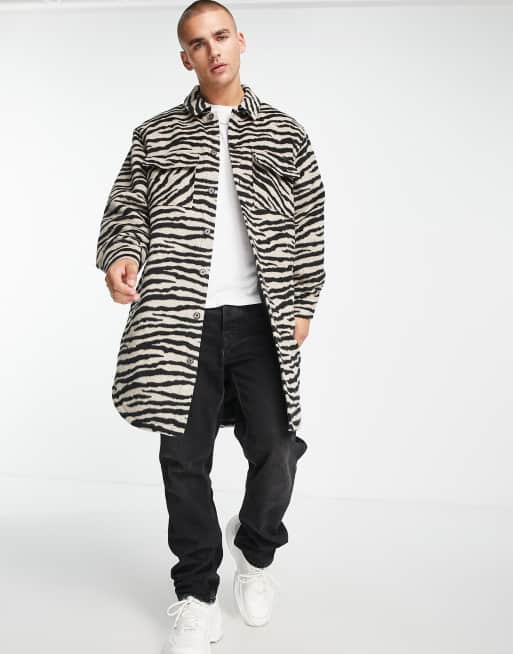 ASOS DESIGN - Shacket met lange pasvorm en bruine tijgerprint 