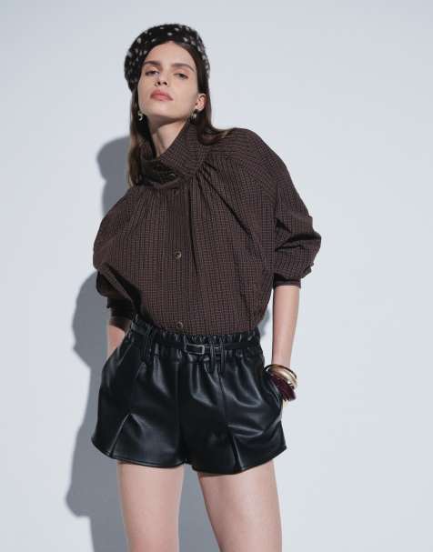 ASOS DESIGN shacket met volume en opstaande hals in ruit - view 1