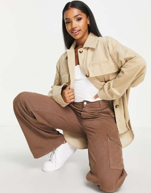 ASOS DESIGN - Shacket van corduroy in camel