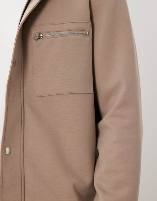 ASOS DESIGN shacket with chest pockets in beige, 5 of 5