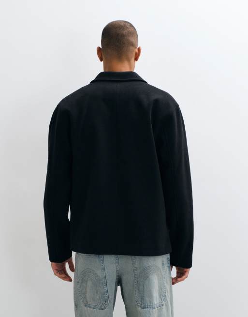 ASOS DESIGN shacket z imitacji wełny z podwójną kieszenią w czerni, 5 z 5