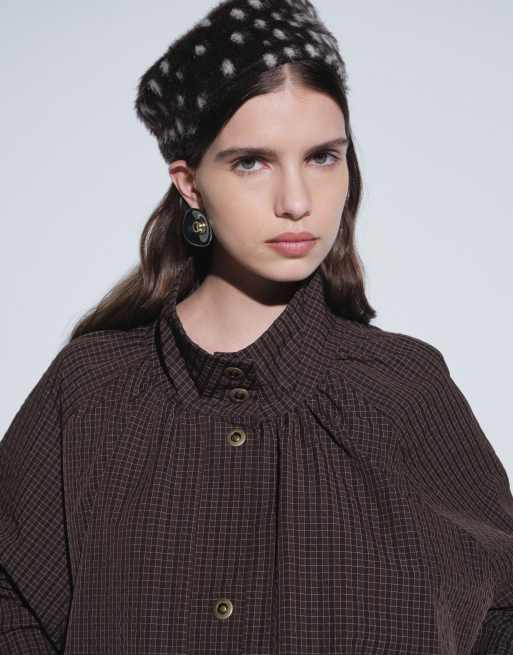 ASOS DESIGN shacket z kołnierzem typu golf i detalem objętości w kratę, 2 z 4